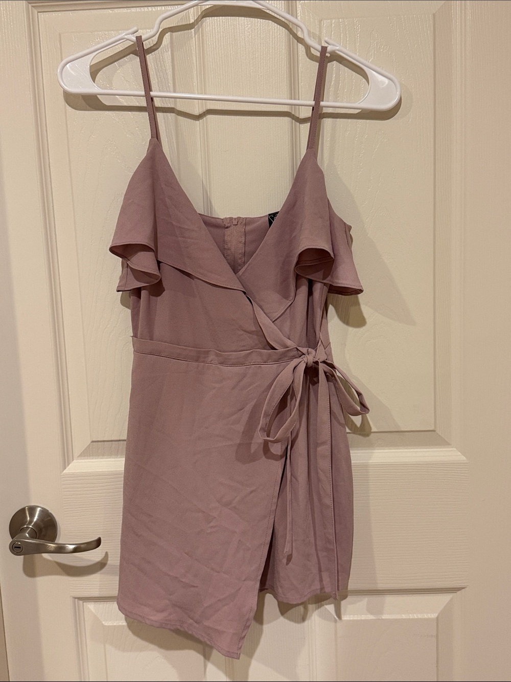 Windsor Mauve Off-Shoulder Wrap Romper